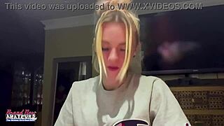 hey sassy petite mature blonde rubbing nipples fingering shaved twat deep