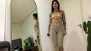 who's watching this sexy hairy armpit girl strip masturbate and yoga in her long homemade vid?