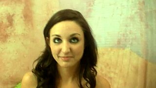 brunette jenny welch struts in pantyhose during her intense model casting interview