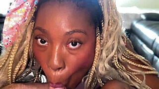 kara nate's ebony babe bareback rides huge interracial cock pov style