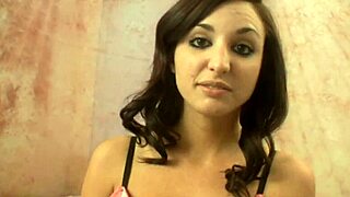 brunette jenny welch struts in pantyhose during her intense model casting interview