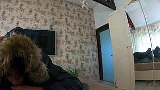 Milfycalla delivers deep oral action in her fur hooded puffer jacket during preview