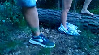babe rides boss cock in forest ditching husband for wild cheating