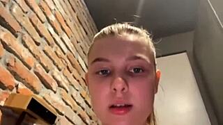 blonde bbw teen squirts massively during gym public quickie