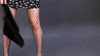 Young brunette bares natural tits ass and shaved pussy