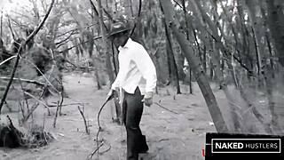 thick ebony ivory baddies slurp cock deep in woods