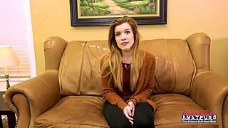 Charming ginger teen Keaton milks candy corn cock with shaved pussy rimjob and swallow!