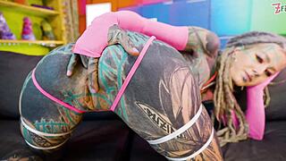 Thick cock destroys hippie whore's tight asshole