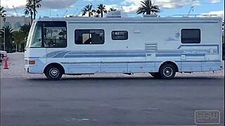 ROAD HEAD ON LAS VEGAS BOULEVARD WITH PETITE SLUT'S MOUTH FULL OF COCK