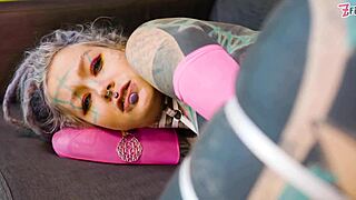 Thick cock destroys hippie whore's tight asshole