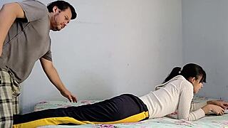 Stepbro ignores uni girl's period for hardcore pounding