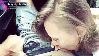i'm so naughty giving sloppy car blowjob swallowing adeline's hot cum mouthful 😈💋