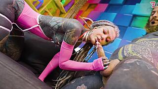 Thick cock destroys hippie whore's tight asshole