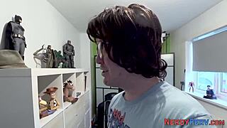 Big tit british slut tricked into swallowing nerd's throbbing cock whole!