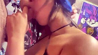 Colombian college girl sucks huge cock facial