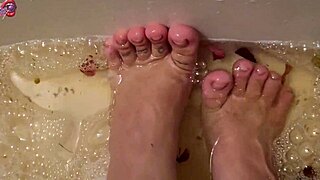 softcore solo tattooed feet washed with rose petals and herbs