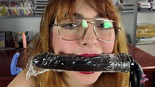 lucifer waxing her shaved pussy then squirting with dildo frenzy