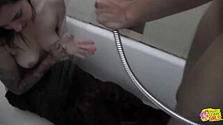 after steamy pussy licking these big tit lesbians shower finger tight holes together