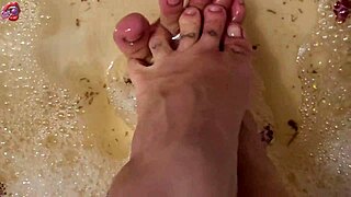 softcore solo tattooed feet washed with rose petals and herbs