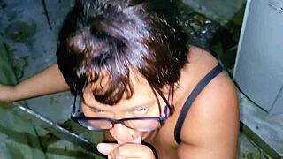 stepdad fucks his stepdaughter in the backyard and cums twice in her mouth