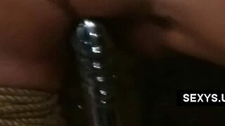 Bound babe, feel that cum flooding your big tits in extreme bondage pain?