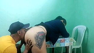 stepmom's huge ass gets pounded by stepson at hubby's office cuckold