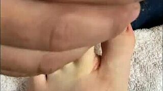 petite latina teases sexy bare feet to fans while chatting