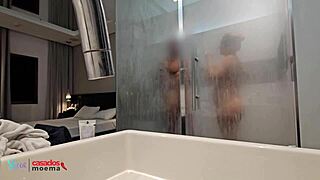 Cuck Husband Watches Sexy Wife Shower with Massive Black Cock Interracially
