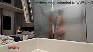 Cuck Husband Watches Sexy Wife Shower with Massive Black Cock Interracially