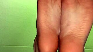 white girl bares feet for cash payment