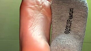 white girl bares feet for cash payment