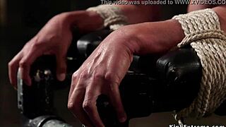 dominant busty lesbian binds and whips her slaves thick ass during intense session