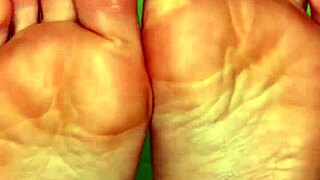 white girl bares feet for cash payment