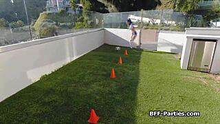 Soccer chicks at the party share dick in wild homemade foursome pov