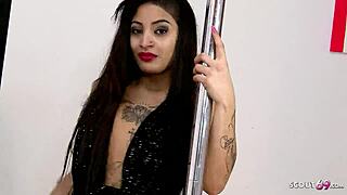 Tattooed Latina teen Ray Golden dances lap for client fuck