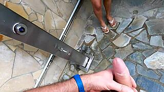 caught bareback quickie in sauna with ebony big cock deepthroat doggystyle swallow rough interracial