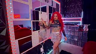 Curvy Redhead Babe Strips Big Tits and Fat Ass Teasing