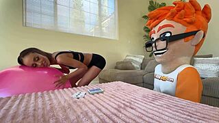 Christina tongues magic balls before cowgirl facial cumshot!!