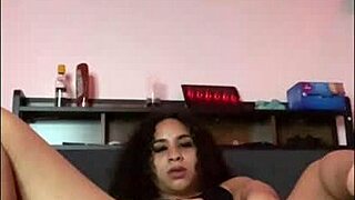 curly latina slut fucks her dildo hard on bed ass shaking pussy dripping yoga stretch