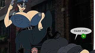 officer juggs shakes those huge hooters at work