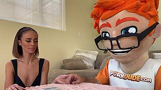 Christina tongues magic balls before cowgirl facial cumshot!!