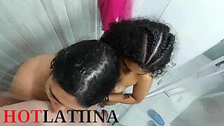 made a steamy shower threesome with two chubby venezuelan hotties cuckold fun