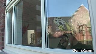 unfaithful milf lady sonia flashes her massive tits!