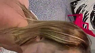 wife strips after beer pong loss then sucks hubby's cock eagerly