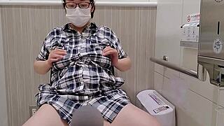 imagine this big titted japanese bride sneakin off to store toilet for wild masturbation