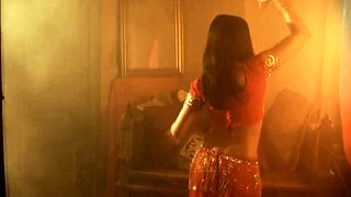 lovely brunette dances with graceful beauty and emotion