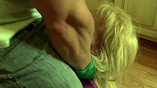 Blonde Milf's Big Tits Bounce in Kitchen Bondage Fantasy!!