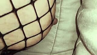 hard anal night bent over doggystyle with my milf wife in stockings pov natural tits