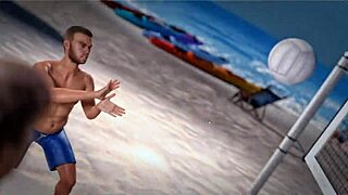 Petite redhead beauty teases topless with piercings on sunny beach ball day