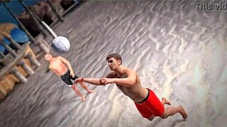 Petite redhead beauty teases topless with piercings on sunny beach ball day